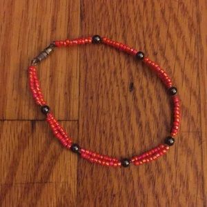 Simple Red+Black Beaded Bracelet